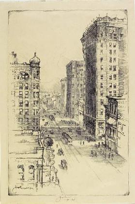 Hennepin Avenue below Sixth Street, 1917 (litho)