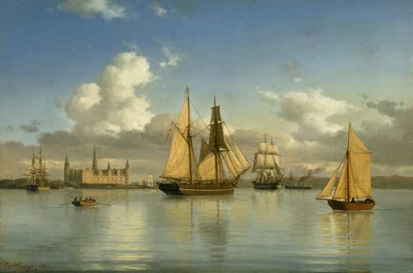 Sailing Vessels off Kronborg Castle, Sweden od Carl Emil Baagoe