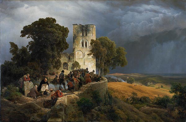 Die Belagerung (Verteidigung eines Kirchhofs im Dreißigjährigen Krieg) od Carl Friedrich Lessing