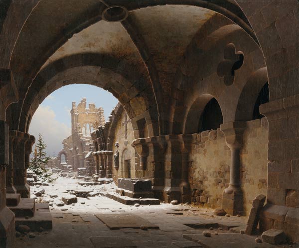 Kirchenruine im Winter. 1848 od Carl Georg Hasenpflug