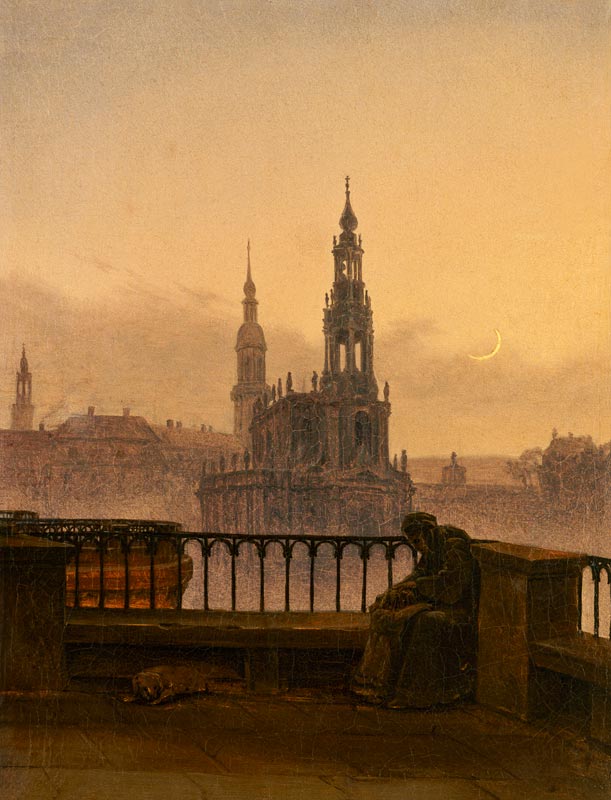 Look at Dresden with crescent moon od Carl Gustav Carus