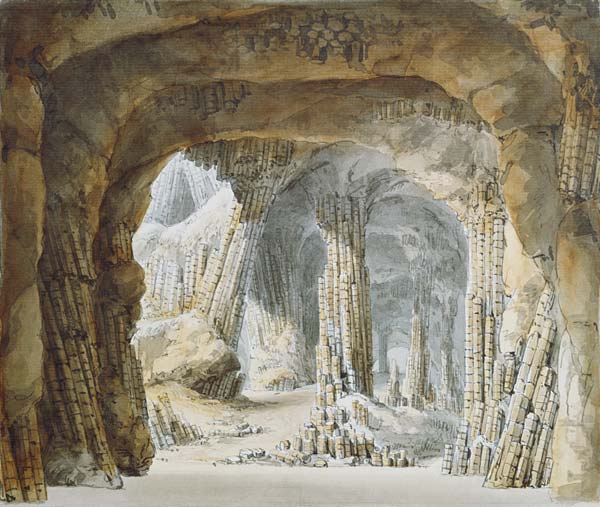 Basalt columns into the Fingalshöhlen od Carl Gustav Carus