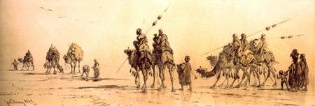 A Caravan of Bedouin Approaching a Well in the Desert od Carl Haag