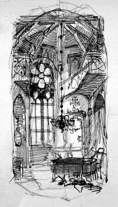 A sketch of the artist's Oberwesel studio od Carl Haag