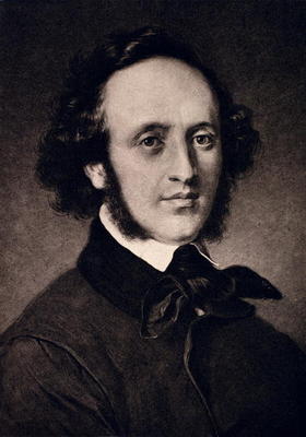 Portrait of Felix Mendelssohn (1809-47) engraved by F. Bruckmann (engraving) od Carl Jaeger