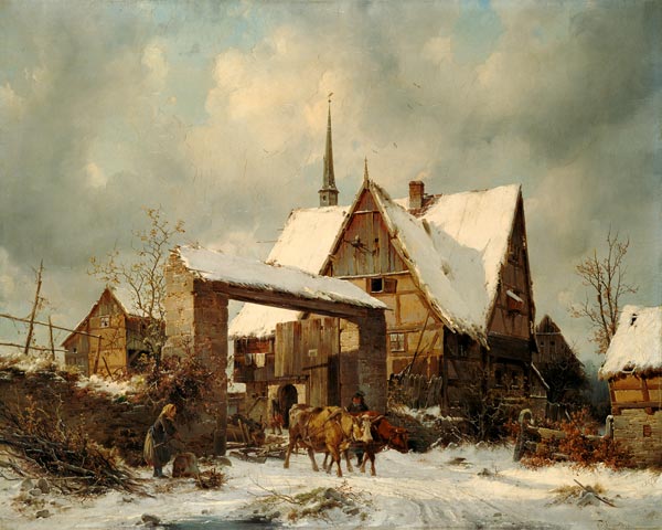 Smallholder farmstead in winter od Carl Julius von Leypold