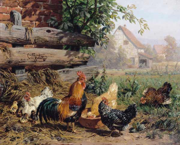 Farmyard Chickens od Carl Jutz