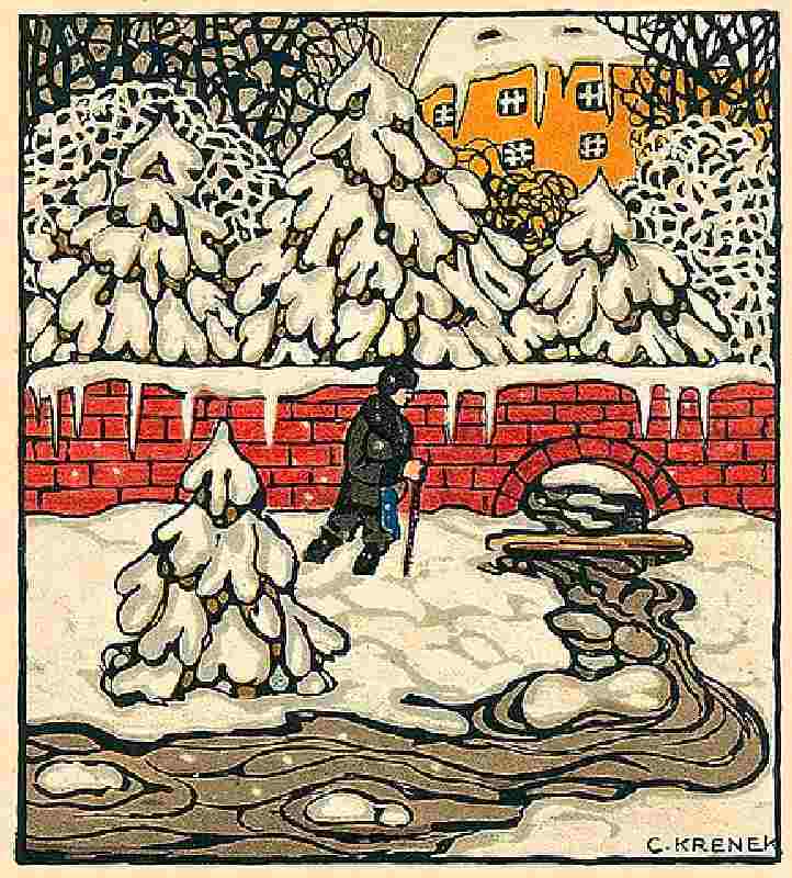 Merry Christmas! Christmas card of the Wiener Werkstätten, No. 763 od Carl Krenek