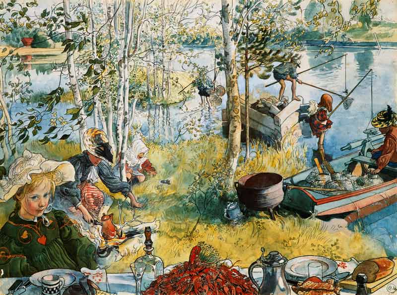 Crayfishing, from 'A Home' series od Carl Larsson