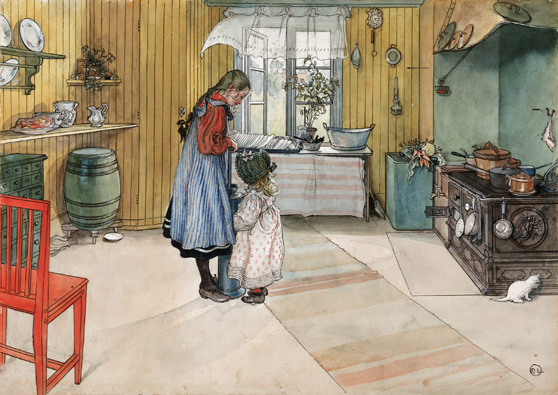 In the kitchen od Carl Larsson