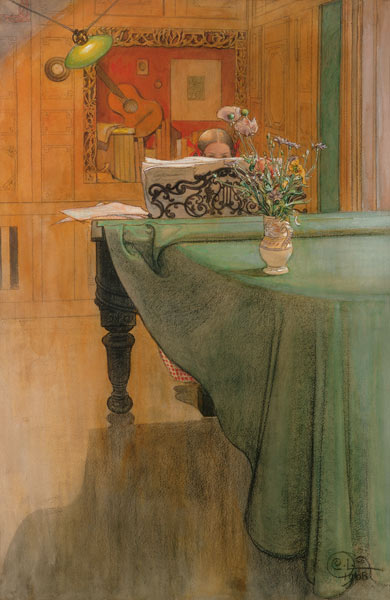 Young girl at the piano od Carl Larsson