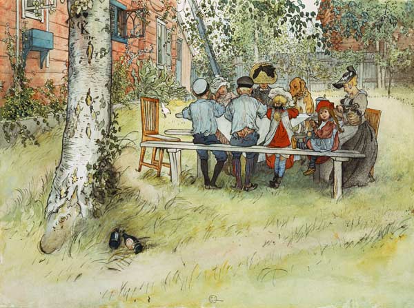 Breakfast under the Big Birch, from 'A Home' series od Carl Larsson