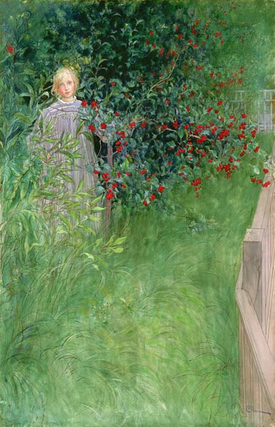 In the rose hip hedge od Carl Larsson