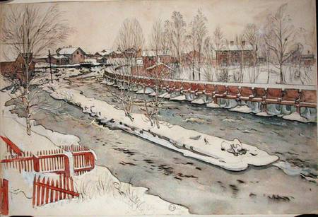 The Timber Chute, Winter Scene, from 'A Home' series od Carl Larsson
