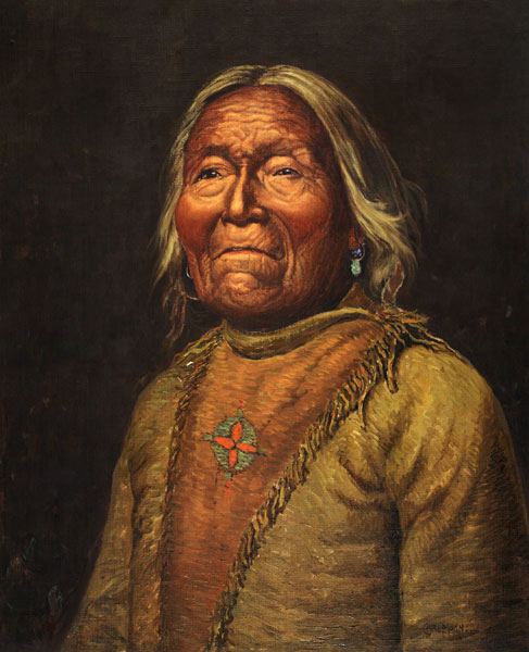 Nar-Ah-Kee Gie Etsu, Old Apache Scout (oil on canvas) od Carl Moon