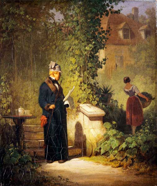 Newspaper reader in the garden od Carl Spitzweg