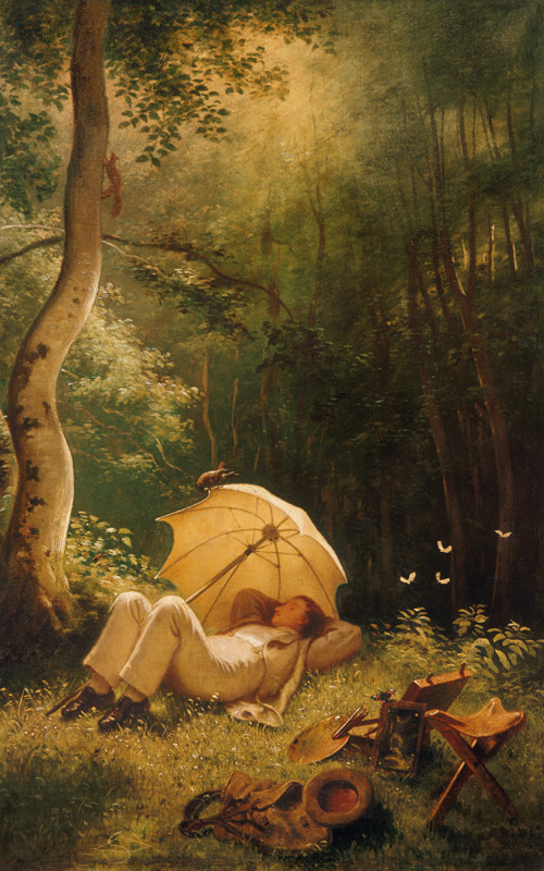 Der Maler (Rast im Walde) od Carl Spitzweg