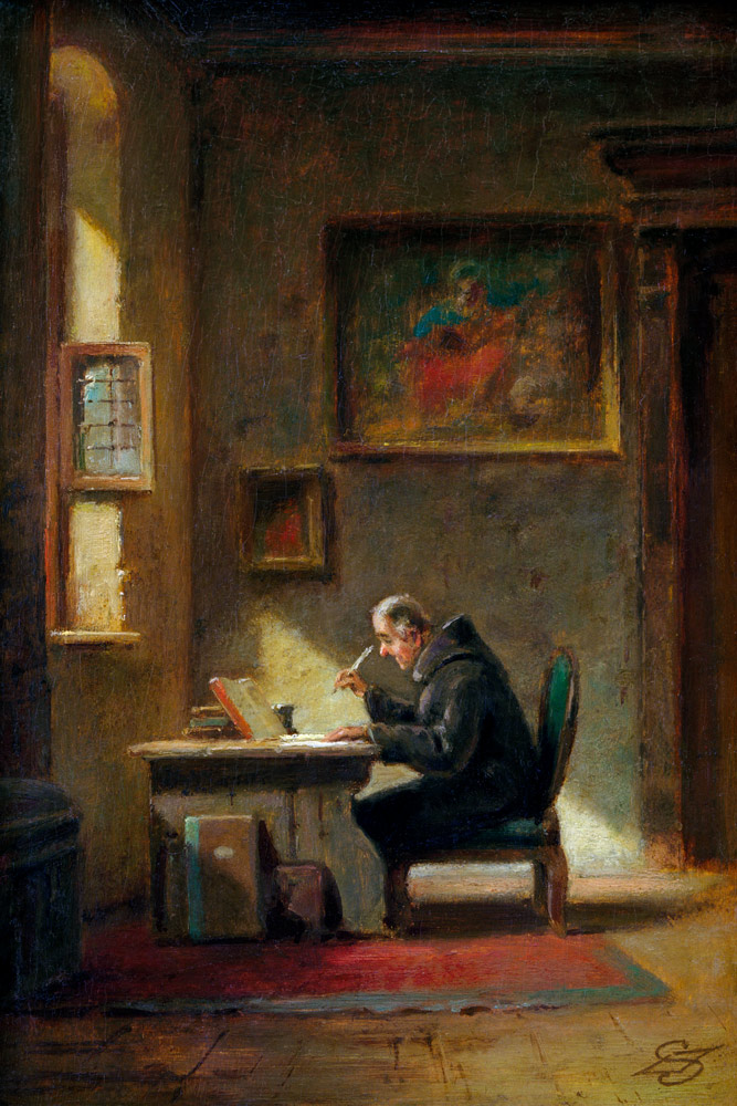 C.Spitzweg, Gelehrter Mönch am Schreibt. od Carl Spitzweg