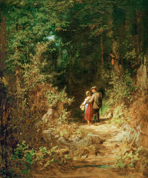 C.Spitzweg / Pair of Lovers.../ c.1860 od Carl Spitzweg