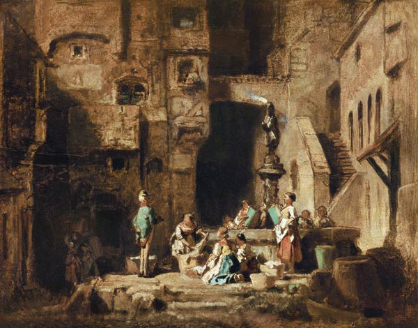 Laundry grooves at the fountain od Carl Spitzweg