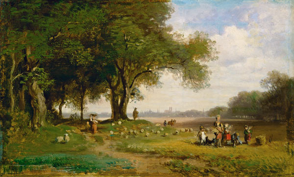 Countryside in front of Munich with shepherd od Carl Spitzweg