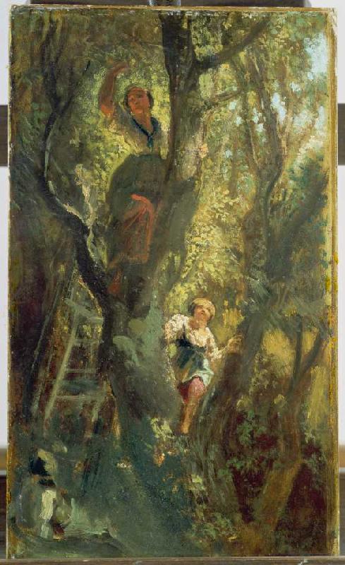 Mädchen auf dem Baum od Carl Spitzweg