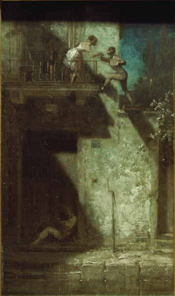 Spitzweg / Rendezvous at Night / c. 1875 od Carl Spitzweg