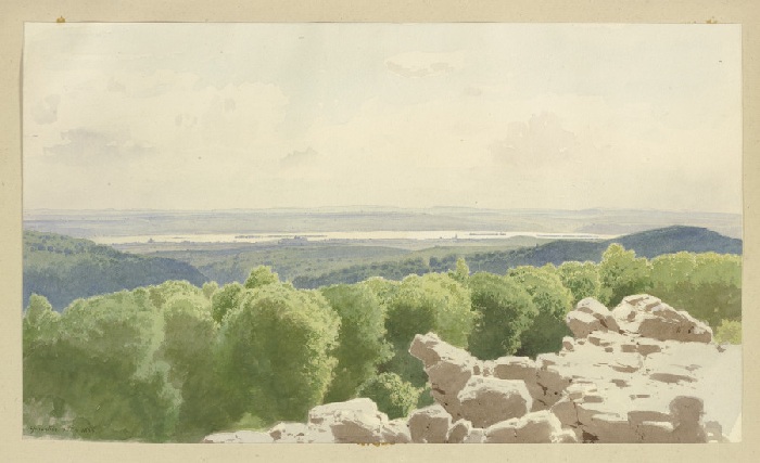 Blick vom Grauen Stein über den Rheingau od Carl Theodor Reiffenstein