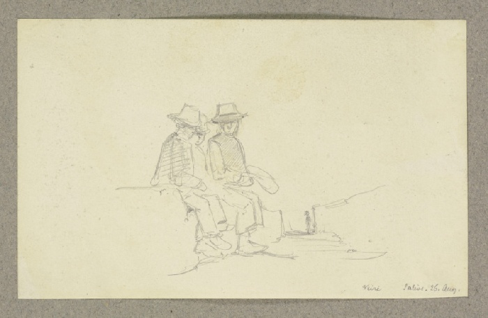 Drei nebeneinander sitzende Männer od Carl Theodor Reiffenstein