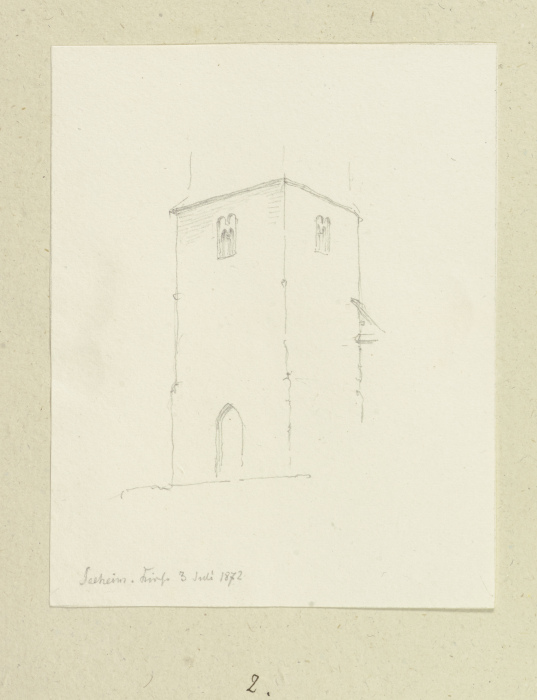 Kirchturm von St. Laurentius in Seeheim od Carl Theodor Reiffenstein