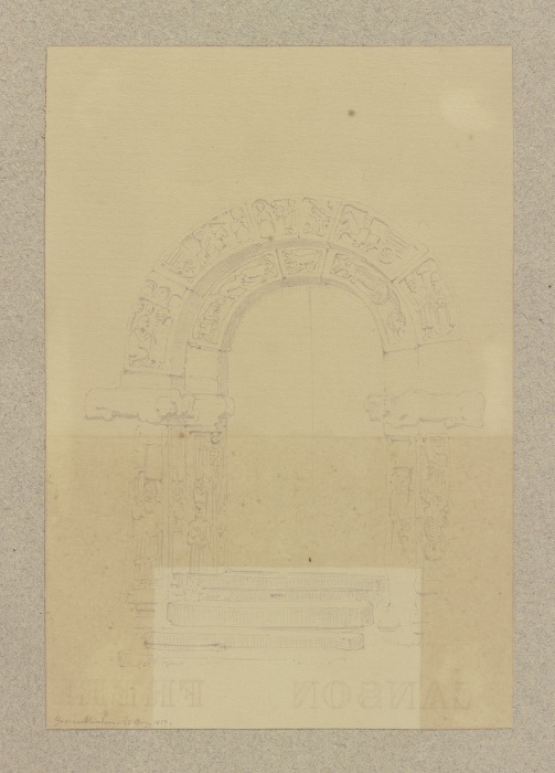 Romanisches Portal der Peterskirche in Großen-Linden od Carl Theodor Reiffenstein