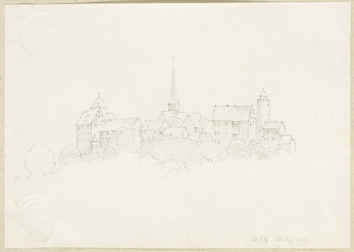 Schlitz mit der Vorderburg, der Evangelischen Stadtkirche und dem Hinterturm der Hinterburg od Carl Theodor Reiffenstein