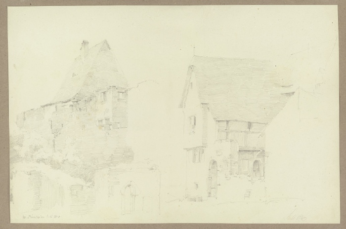 Stadtmauerabschnitt und Häuser in Steinheim od Carl Theodor Reiffenstein