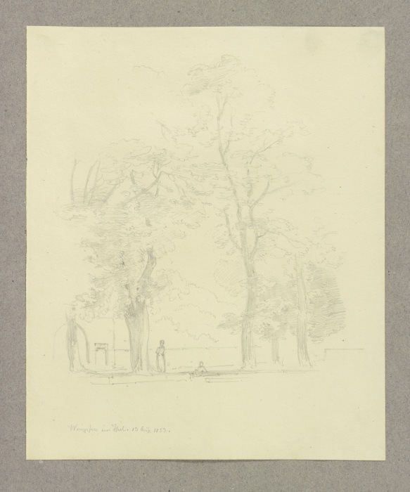 Zwei Figuren unter Bäumen in Wimpfen od Carl Theodor Reiffenstein