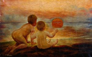 Children on the beach. od Carl Vinnen