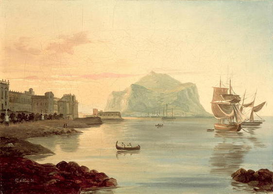 Palermo Harbour with Mount Pellegrino, 1831 (oil on canvas) od Carl Wilhelm Götzloff