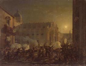 The Burning of Catania after the Town's Conquest by the Bern Regiment in 1849, 1849 (oil on canvas)