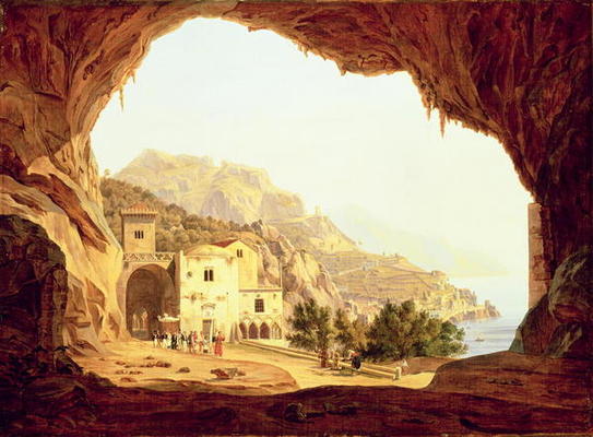 View from a Grotto over the Amalfi Coast, c.1842 (oil on canvas) od Carl Wilhelm Götzloff