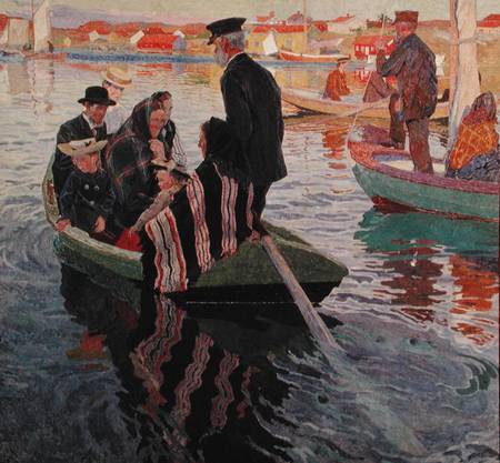 Church Goers in a Boat od Carl Wilhelmson