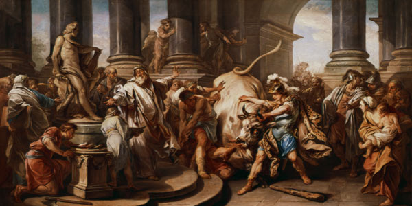 Theseus conquering the bull at Marathon, 1732-34 od Carle van Loo