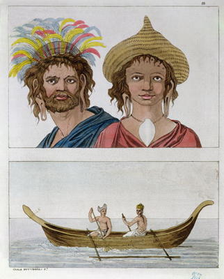 Inhabitants of Easter Island, from 'Le Costume Ancien et Moderne' by Jules Ferrario, c.1820 (coloure od Carlo Botticelli