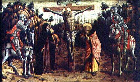 The Crucifixion, central left hand predella panel from the San Silvestro polyptych od Carlo Crivelli