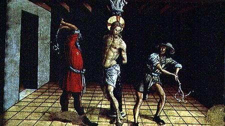 The Flagellation of Christ, central right hand predella panel from the San Silvestro polyptych od Carlo Crivelli