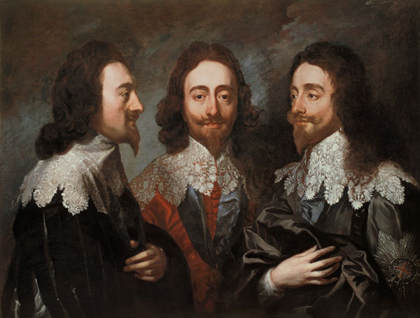 Charles I in Three Positions (1600-49) Painting after Van Dyck od Carlo Maratta