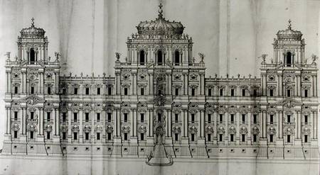 Project for the east facade of the Louvre, from 'Recueil du Louvre' volume I fol. 10 od Carlo Rainaldi