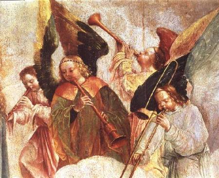 Four angels playing instruments (fresco) (detail od Carlos