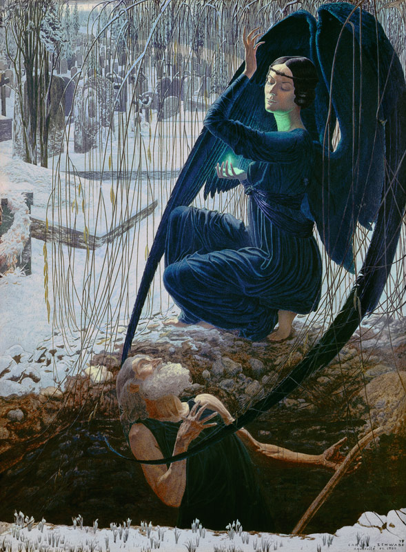 The grave-digger and the death angel od Carlos Schwabe