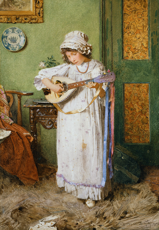 Mandoline spielendes Mädchen od Carlton Alfred Smith