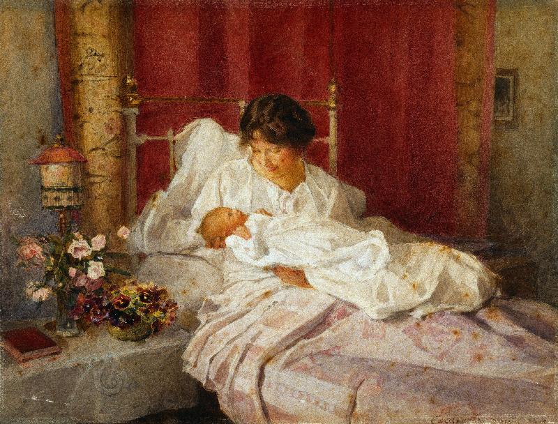 Eine Mutter mit ihrem Baby od Carlton Alfred Smith