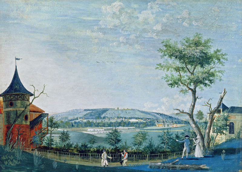 The Hermitage and the Old Castle in the Park at Le Raincy, 1754-93 (gouache on paper) od Carmontelle